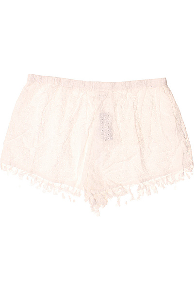 Boohoo Dámské Bavlněné Kraťasy Bílé Volnočasové S Gumou V Pase Vel. 56