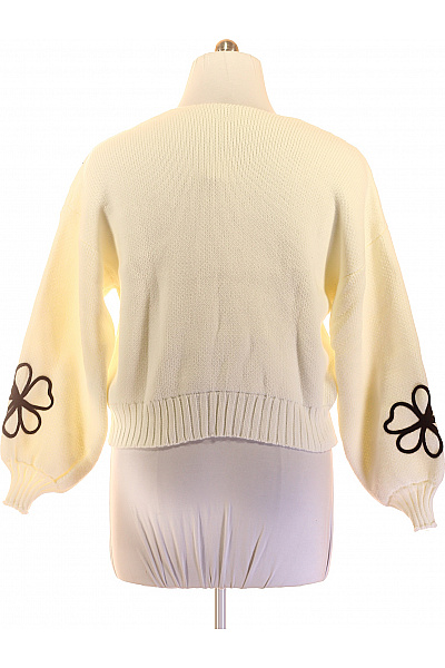 Bílý pletený crop kardigan s balonovými rukávy a vzorem Velikost l | Unimoda | obrázek 2