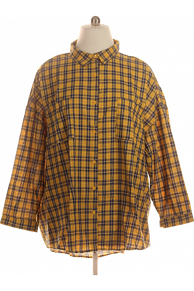 boohoo dámská kostkovaná košile oversized žlutá | boohoo | obrázek 2