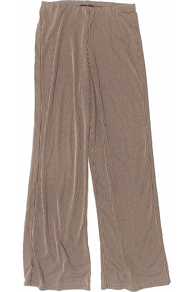 boohoo Hnědé pruhované široké kalhoty Palazzo Velikost DE 42 | boohoo | obrázek 2