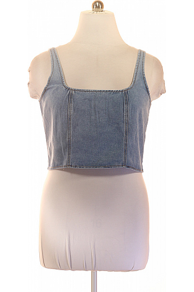 boohoo dámské džínové crop top tílko s hranatým výstřihem | boohoo | obrázek 2