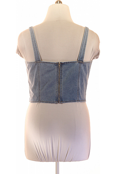 boohoo dámské džínové crop top tílko s hranatým výstřihem | boohoo | obrázek 5