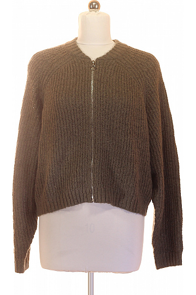 Dámský khaki pletený kardigan na zip crop Vel. 38 | Unimoda | obrázek 2
