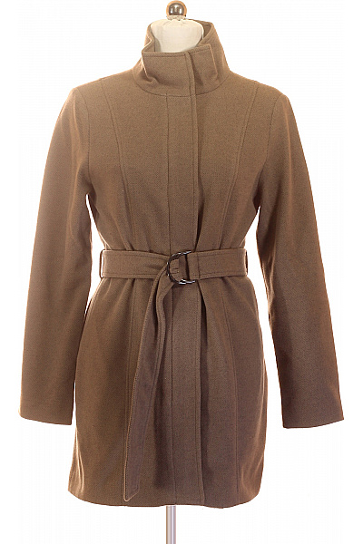 VERO MODA Dámský Khaki Kabát S Páskem A Vysokým Límcem Vel. M