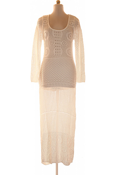boohoo Bílé pletené maxi šaty s dlouhým rukávem boho Vel. EU 44 | boohoo | obrázek 2