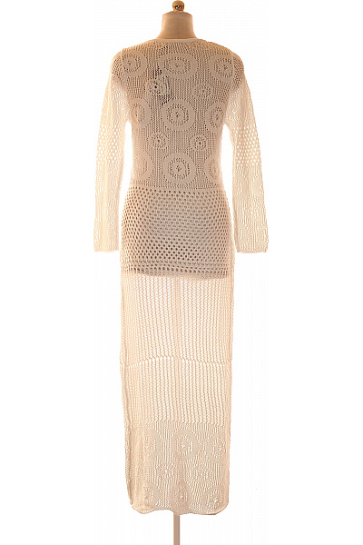 boohoo Bílé pletené maxi šaty s dlouhým rukávem boho Vel. EU 44 | boohoo | obrázek 3