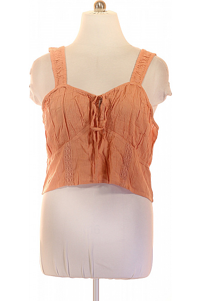 Boohoo Dámská Halenka Bez Rukávů Crop Krajková S Mašlí Oranžová Vel. EU 54