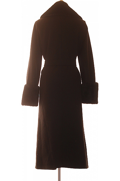 ONLY Černý elegantní maxi kabát s kožešinovým límcem a páskem Vel. s | ONLY | obrázek 2