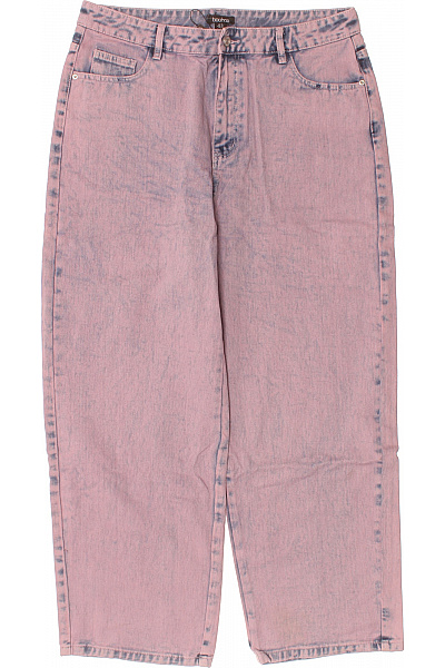 Boohoo Dámské Růžové Džíny Volné Seprané Vel. 44