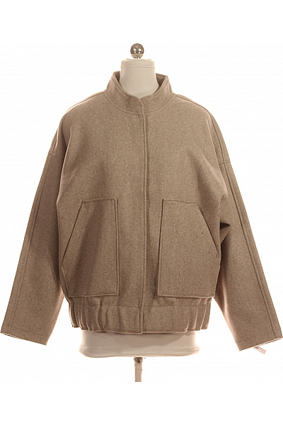 Noisy May Béžový Krátký Oversized Kabát S Vysokým Límcem Velikost S