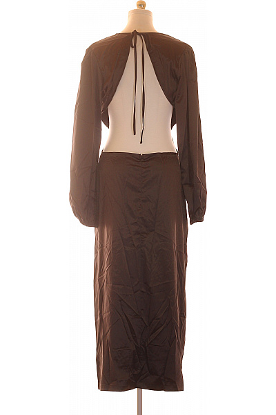 boohoo Hnědé šaty s dlouhým rukávem elegantní maxi Vel. EU 44 | boohoo | obrázek 3