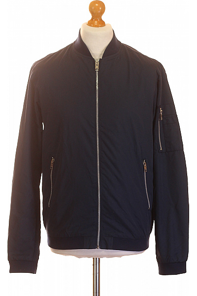 JACK & JONES Pánská Modrá Bomber Bunda Se Zipem Velikost M