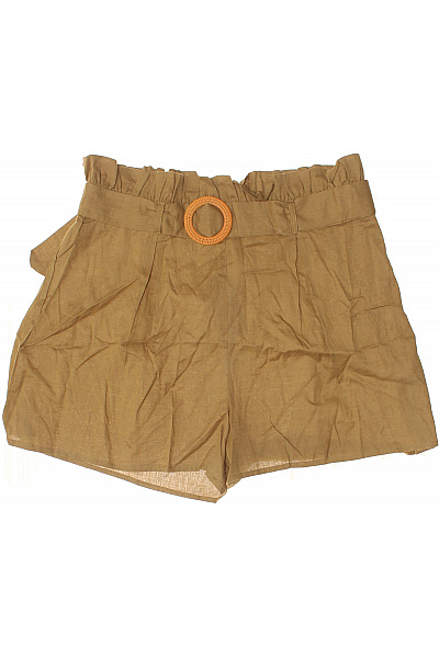 boohoo Dámské khaki bavlněné kraťasy s vysokým pasem a páskem Vel. 46 | boohoo | obrázek 2