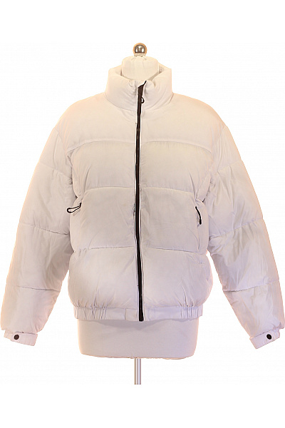 Bershka Bílá Dámská Prošívaná Puffer Bunda Do Pasu Vel. M
