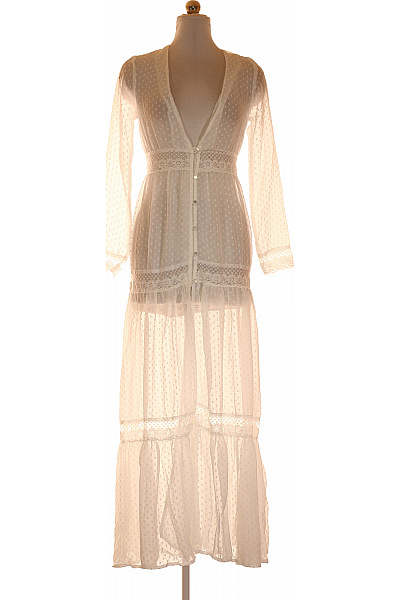 boohoo Bílé maxi šaty s dlouhým rukávem boho propínací krajkové Velikost EU S | boohoo | obrázek 2