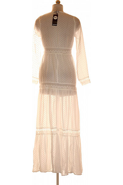 boohoo Bílé maxi šaty s dlouhým rukávem boho propínací krajkové Velikost EU S | boohoo | obrázek 3