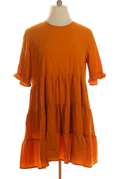 boohoo Oranžové volné vrstvené mini šaty Velikost EU 48 | boohoo | obrázek 2