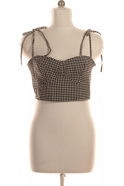 boohoo dámské černé kostkované tílko crop top bez rukávů Vel. EU 42 | boohoo | obrázek 2