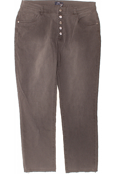 Fiora Blue Dámské Khaki Džíny S Vysokým Pasem Na Knoflíky Vel. 44