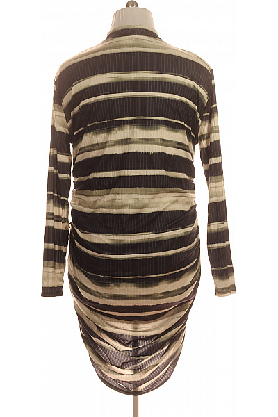 boohoo Khaki pruhované šaty s dlouhým rukávem asymetrické Vel. EU 56 | boohoo | obrázek 3