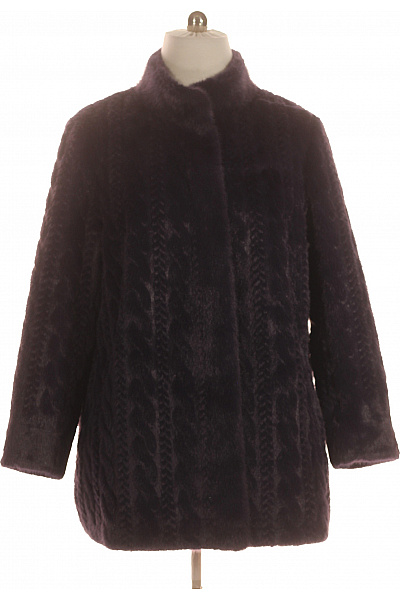 COUTURE LINE Fialový chlupatý kabát s vysokým límcem Vel. 48 | COUTURE LINE | obrázek 2