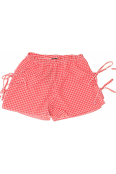 boohoo Červené kostkované letní šortky s mašlí a gumou v pase Velikost 36 | boohoo | obrázek 3