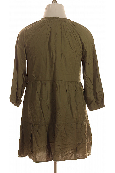 Khaki dámské šaty s dlouhým rukávem volné mini Vel. L | Unimoda | obrázek 3