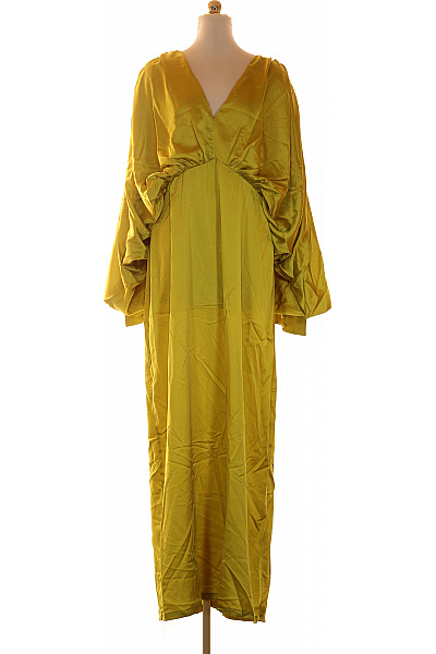 boohoo Žluté saténové maxi šaty s dlouhým rukávem kimono Velikost 46 | boohoo | obrázek 2