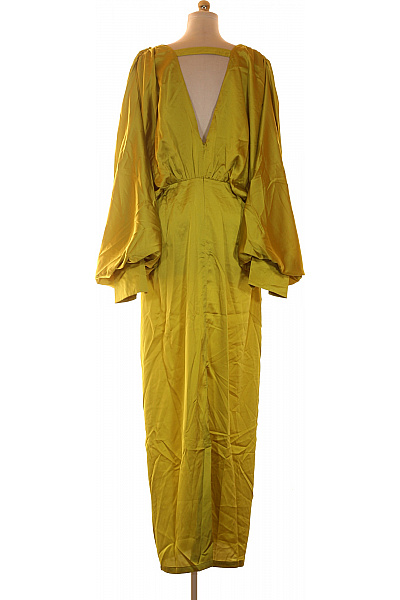boohoo Žluté saténové maxi šaty s dlouhým rukávem kimono Velikost 46 | boohoo | obrázek 3
