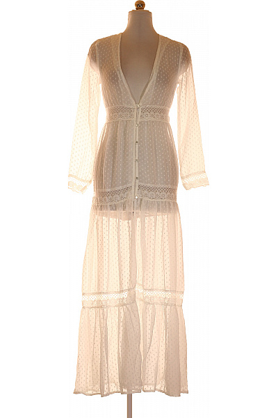boohoo Bílé maxi šaty s dlouhým rukávem boho krajkové propínací Velikost EU S | boohoo | obrázek 2