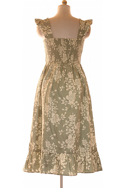 Bavlněné khaki midi šaty květované boho Velikost S | Unimoda | obrázek 3