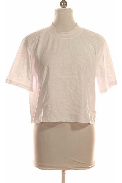 Dámské tričko s krátkým rukávem basic bílé bavlněné crop top Velikost S | Unimoda | obrázek 2