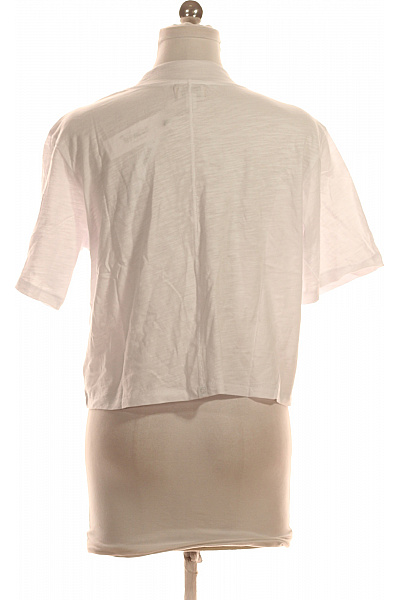 Dámské tričko s krátkým rukávem basic bílé bavlněné crop top Velikost S | Unimoda | obrázek 3