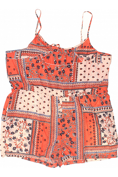 boohoo dámský overal bez rukávů oranžový květinový letní | boohoo | obrázek 2