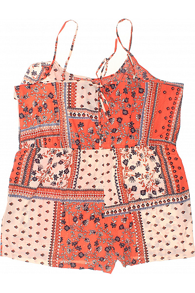 boohoo dámský overal bez rukávů oranžový květinový letní | boohoo | obrázek 3
