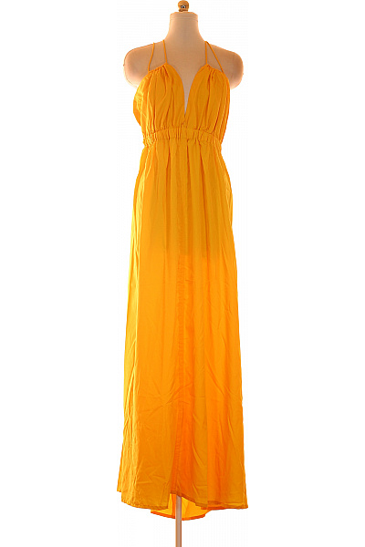 boohoo Žluté maxi šaty na ramínka za krk letní Vel. 58 | boohoo | obrázek 2