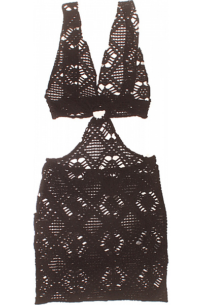 boohoo Černé pletené mini šaty na pláž sexy boho | boohoo | obrázek 2