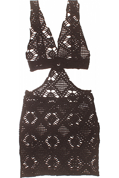 boohoo Černé pletené mini šaty na pláž sexy boho | boohoo | obrázek 3