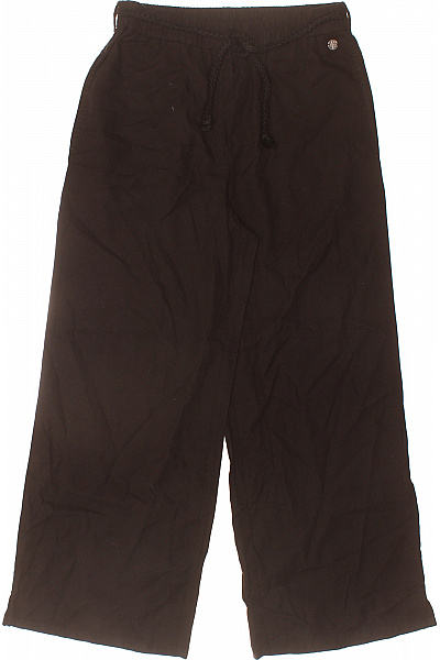 Hnědé lněné široké kalhoty s vysokým pasem Vel. 36 | Unimoda | obrázek 2
