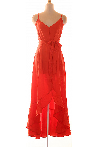 boohoo Oranžové šaty na ramínka dlouhé s páskem boho letní Velikost 46 | boohoo | obrázek 2