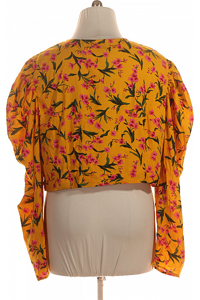boohoo Žlutá květinová crop halenka s dlouhým rukávem a uzlem Vel. 54 | boohoo | obrázek 3