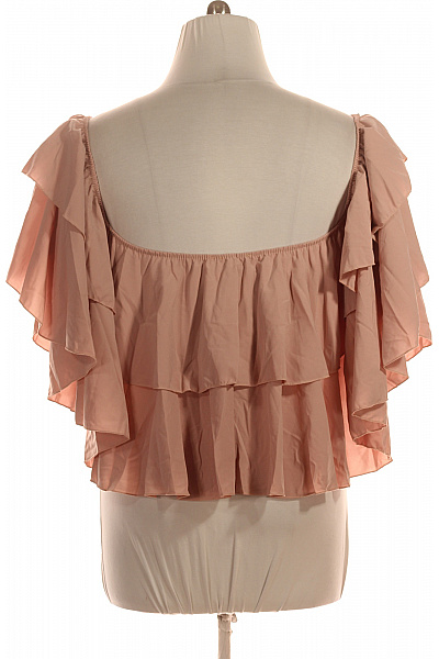 boohoo Růžová halenka s volánky a odhalenými rameny crop Vel. EU 48 | boohoo | obrázek 3