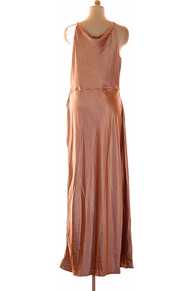boohoo Zlaté saténové maxi šaty s rozparkem na ramínka Vel. 46 | boohoo | obrázek 3