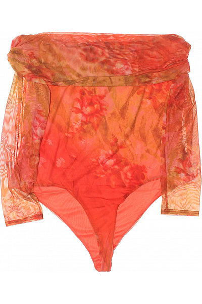 boohoo Červené dámské body s dlouhým rukávem květinové průsvitné síťované Velikost 56 | boohoo | obrázek 3