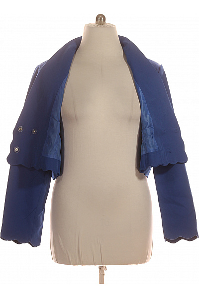 boohoo Modré krátké crop sako s vlnitým lemem Velikost 48 | boohoo | obrázek 4