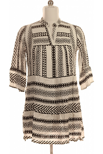 boohoo Dámské šaty s dlouhým rukávem černo-bílé potiskem boho volnočasové Velikost M | boohoo | obrázek 2