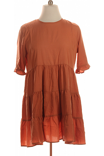 boohoo Oranžové letní mini šaty volné vrstvené Vel. 44 | boohoo | obrázek 2