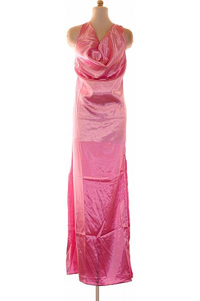 boohoo Růžové saténové maxi společenské šaty za krk Vel. 52 | boohoo | obrázek 2
