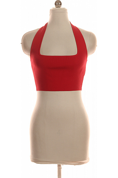 the drop dámské červené tričko bez rukávů crop top s hranatým výstřihem Velikost EU S | the drop | obrázek 2