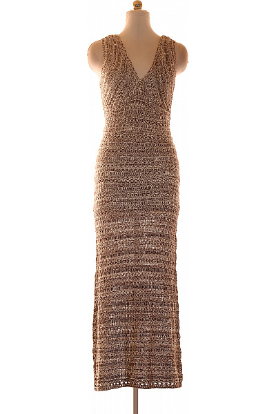 boohoo Hnědé pletené maxi šaty na ramínka | boohoo | obrázek 2